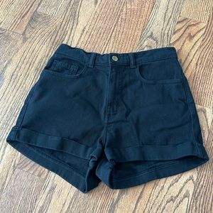 American Apparel Women’s Black Denim High Waist Cuff Short